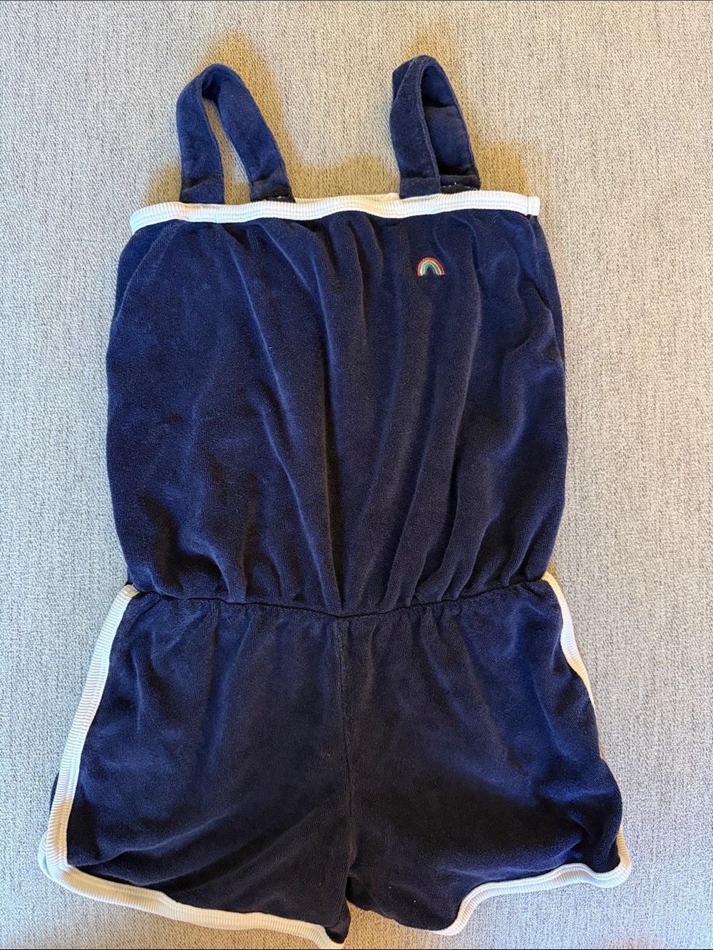 GAP Navy Romper with Rainbow Patch and White Trim